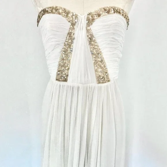 Rebecca Taylor Dress S/M Formal White Prom Wedding Hoco Debutante Maxi Long Gown - Picture 5 of 16